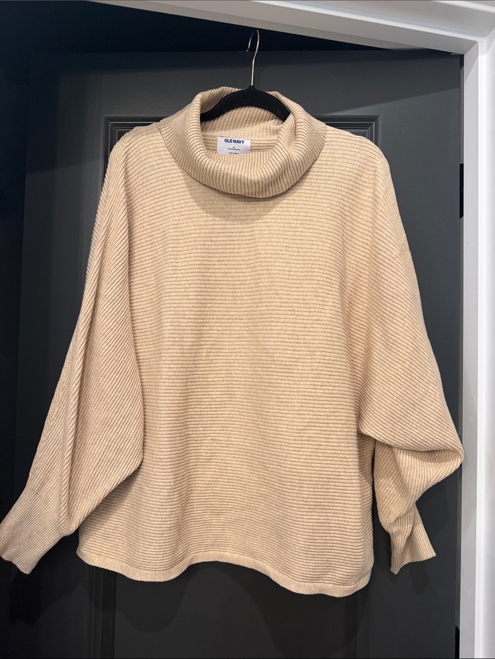 Old Navy Beige Ribbed Cowl Neck Sweater